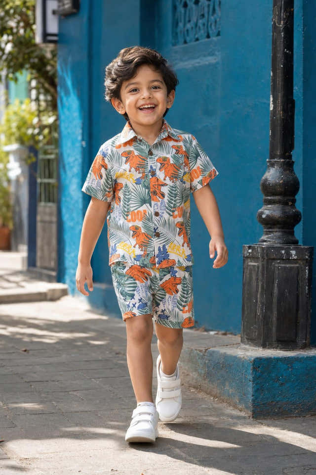 Boys Dino Jungle Print Coord Set