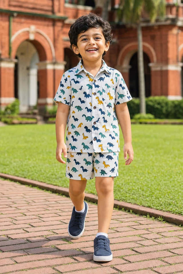 Boys Dinosaur Print Shirt & Shorts Set