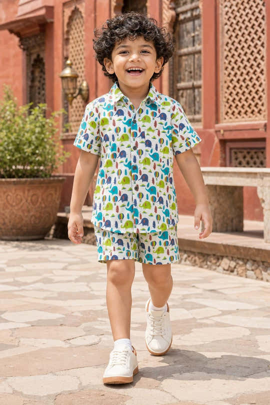 Boys Elephant Jungle Safari Coord Set