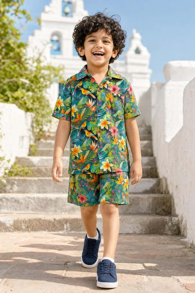 Boys Green Floral Coord Set
