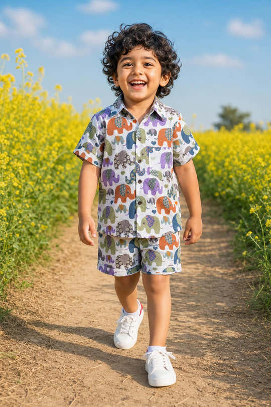 Boys Multicolour Elephant Parade Coord Set