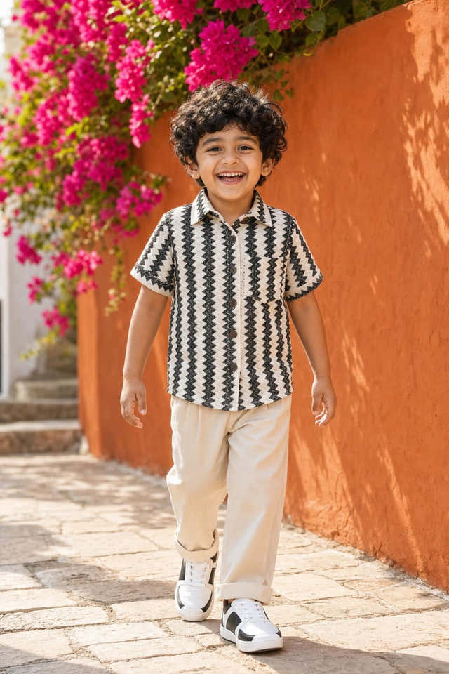 Boys Black Zig-Zag Shirt