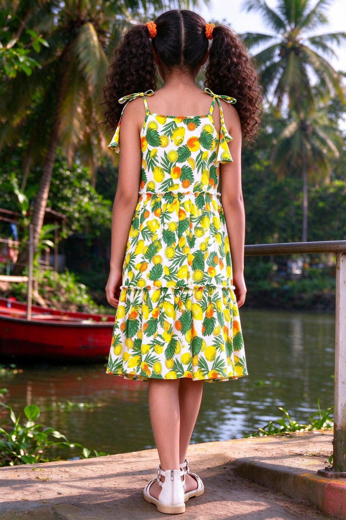 Back view of Girls Triple Layer Twirl Frock