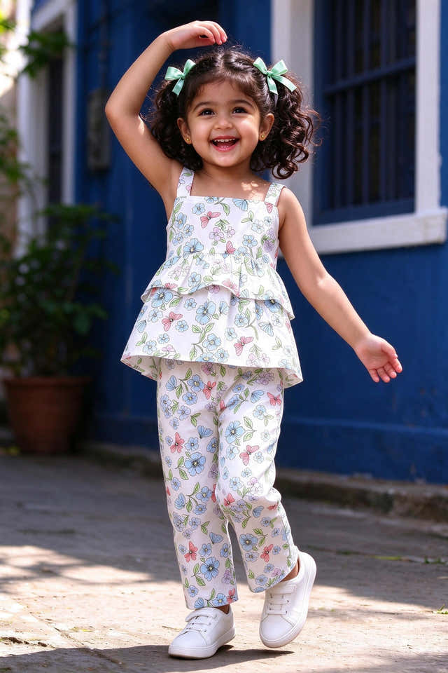 Girls Pastel Floral Butterfly Coord Set