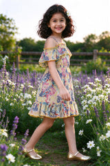 Side view of Girls Multicolor Georgette Dress