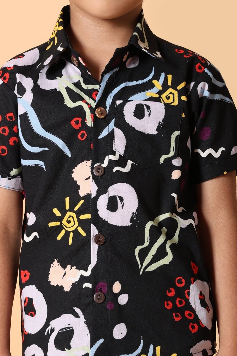 Printed Pure Cotton Boys Shirt & Shorts Coord Set Clothing Set - Bebe Unicorn