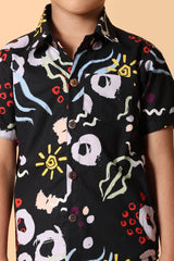 Printed Pure Cotton Boys Shirt & Shorts Coord Set Clothing Set - Bebe Unicorn