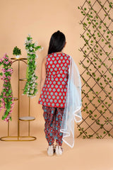 Red Floral Patiala Suit for Girls – Best Rakhi Outfit for Girls 2025 - Bebe Unicorn