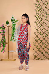 Red Floral Patiala Suit for Girls – Best Rakhi Outfit for Girls 2025 - Bebe Unicorn