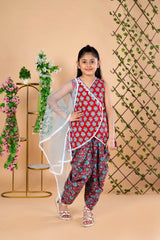 Red Floral Patiala Suit for Girls – Best Rakhi Outfit for Girls 2025 - Bebe Unicorn