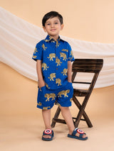 Royal Blue Roar Cotton Co - ord Set - Bebe Unicorn