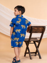 Royal Blue Roar Cotton Co - ord Set - Bebe Unicorn