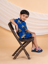 Royal Blue Roar Cotton Co - ord Set - Bebe Unicorn