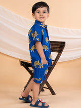 Royal Blue Roar Cotton Co - ord Set - Bebe Unicorn