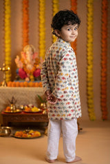 Boys Kurta and Pants Set Off-White Color