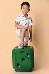 Skull Printed Pure Cotton Boys Shirt & Shorts Coord Set Clothing Set - Bebe Unicorn