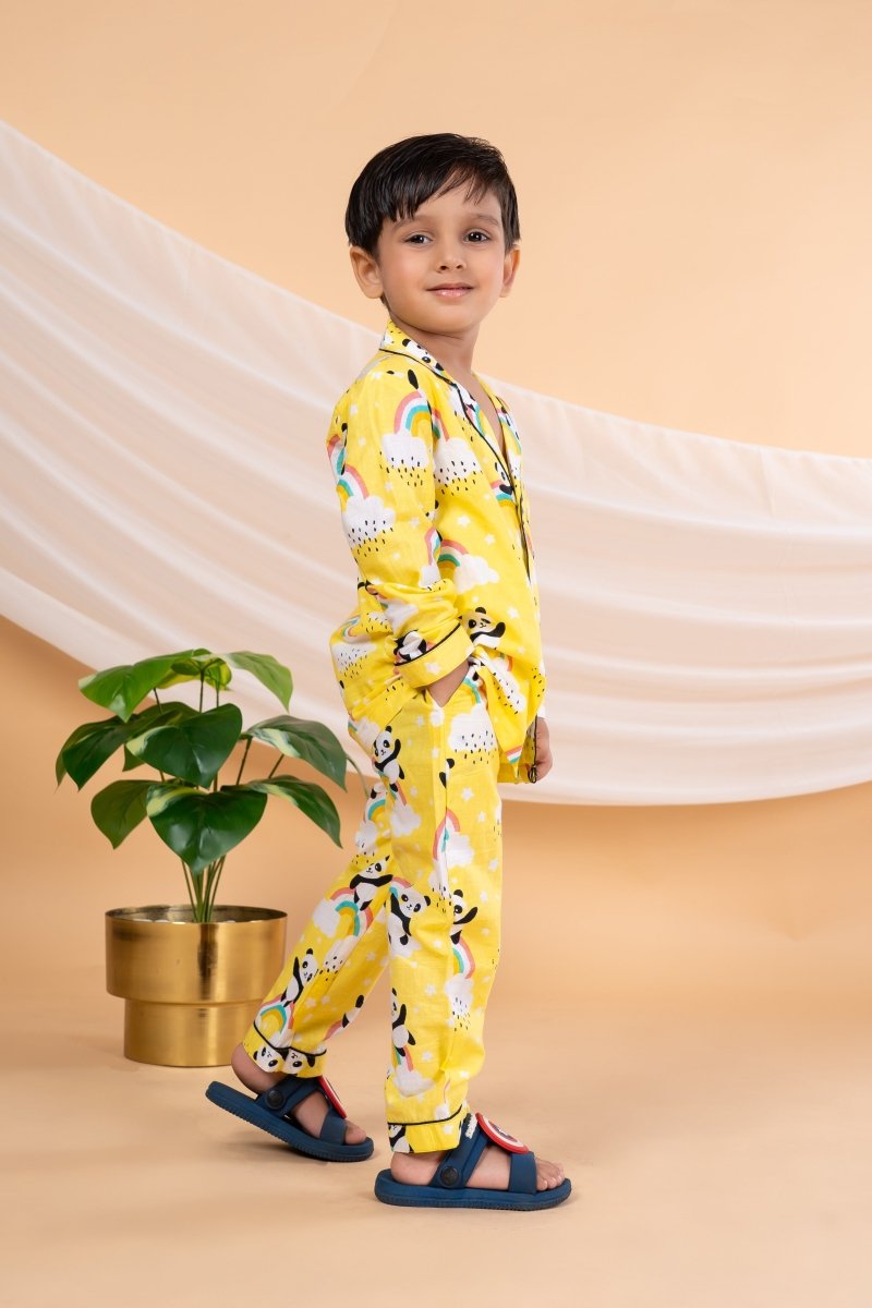 Unisex Kids Cotton Cambric Night Suit - Soft, Comfy & Breathable Sleepwear for Boys and Girls - Bebe Unicorn