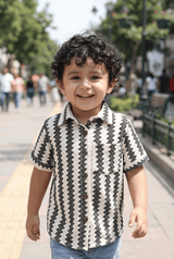 Black Zig-Zag Shirt - Trendy Kids Dress for Boys