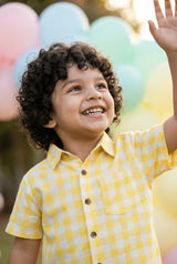 Checks Pure Cambric Cotton Boys Shirt & Shorts Coord Set Clothing Set