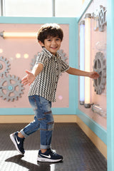 Zig-Zag Print Cotton Shirt - Kids Dress for Boys