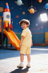 Checks Pure Cambric Cotton Boys Shirt & Shorts Coord Set Clothing Set