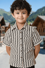 Zig-Zag Print Cotton Shirt - Kids Dress for Boys