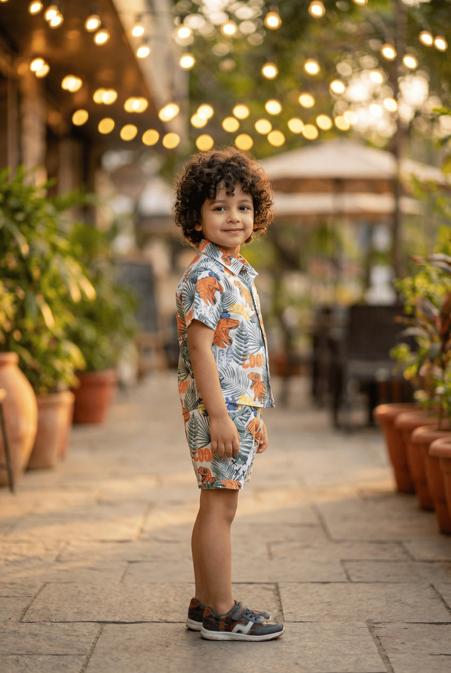 Dino Printed Pure Cotton Boys Shirt & Shorts Coord Set Clothing Set