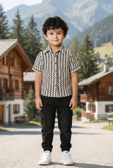 Zig-Zag Print Cotton Shirt - Kids Dress for Boys